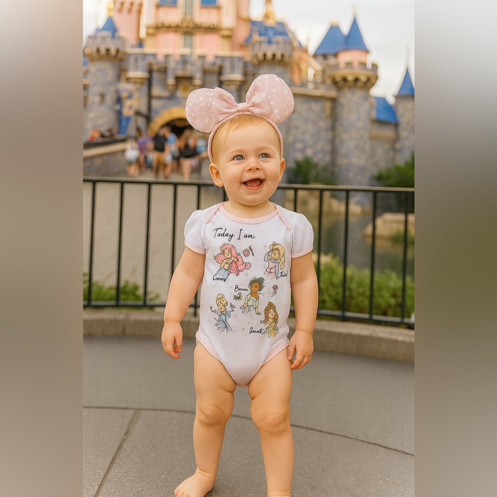Disney Baby White and Pink Princess Bodysuit Onesie size 24 Months